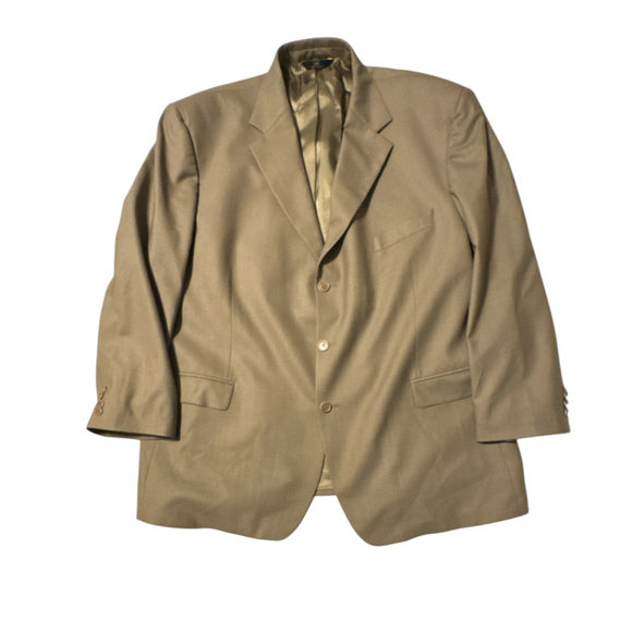 Brooks Brothers Blazer Size 50RG Tan 3 Button Chic Warm Wool Blend Stretch